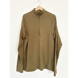 Ibex || Merino Wool Zip Pullover Olive Army Green XL